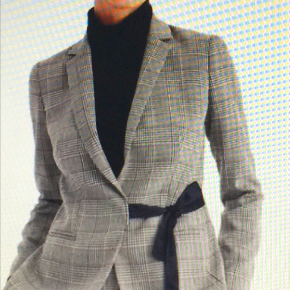 JCrew Lady Glen Plaid Tie Front Blazer